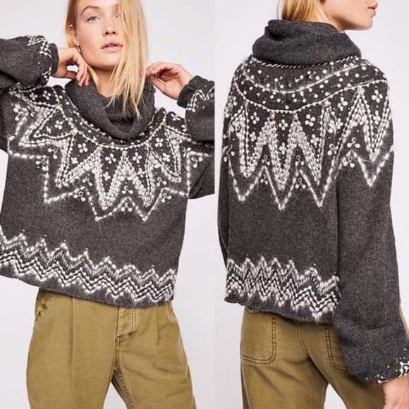 Free People Sweaters - Free People Treasure Turtleneck Sweater beaded